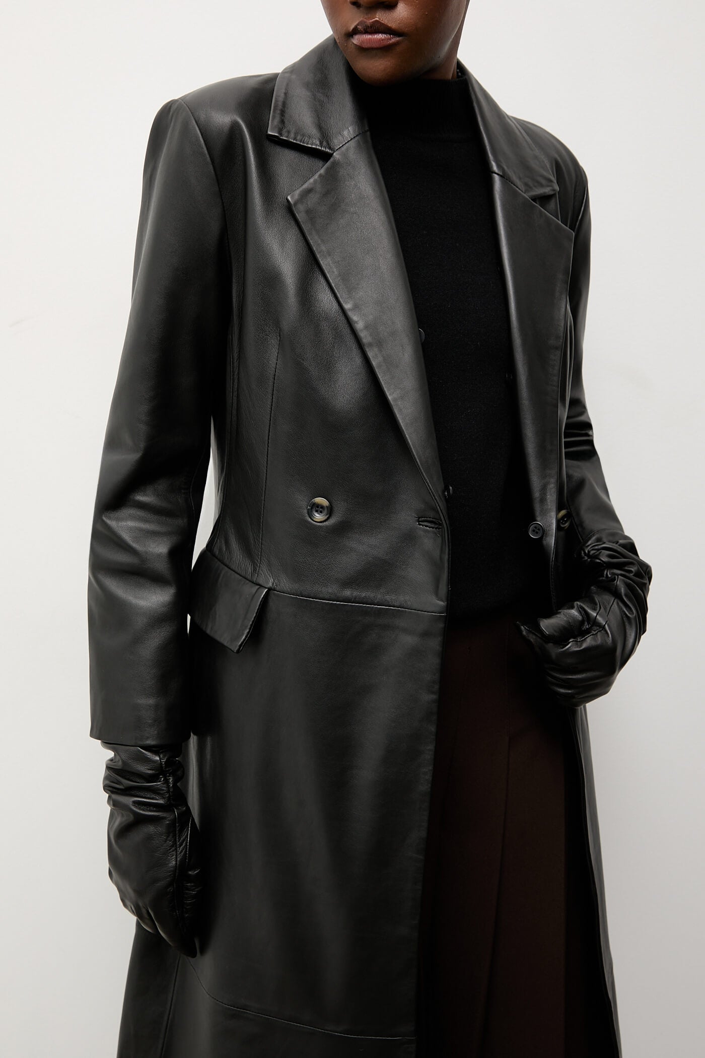 Answear.LAB skórzany płaszcz z kołnierzem