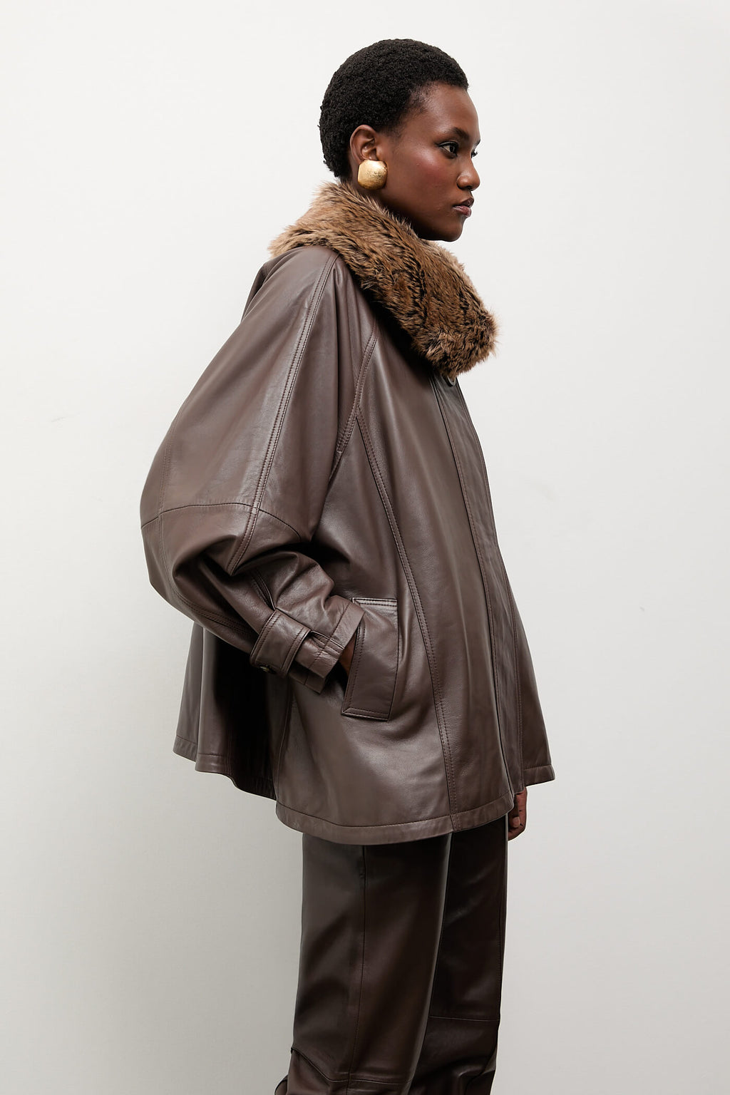 Answear.LAB skórzana kurtka z kołnierzem