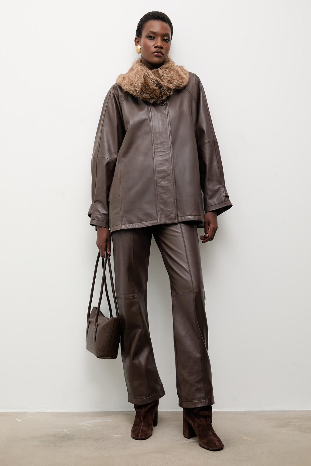 Answear.LAB skórzana kurtka z kołnierzem