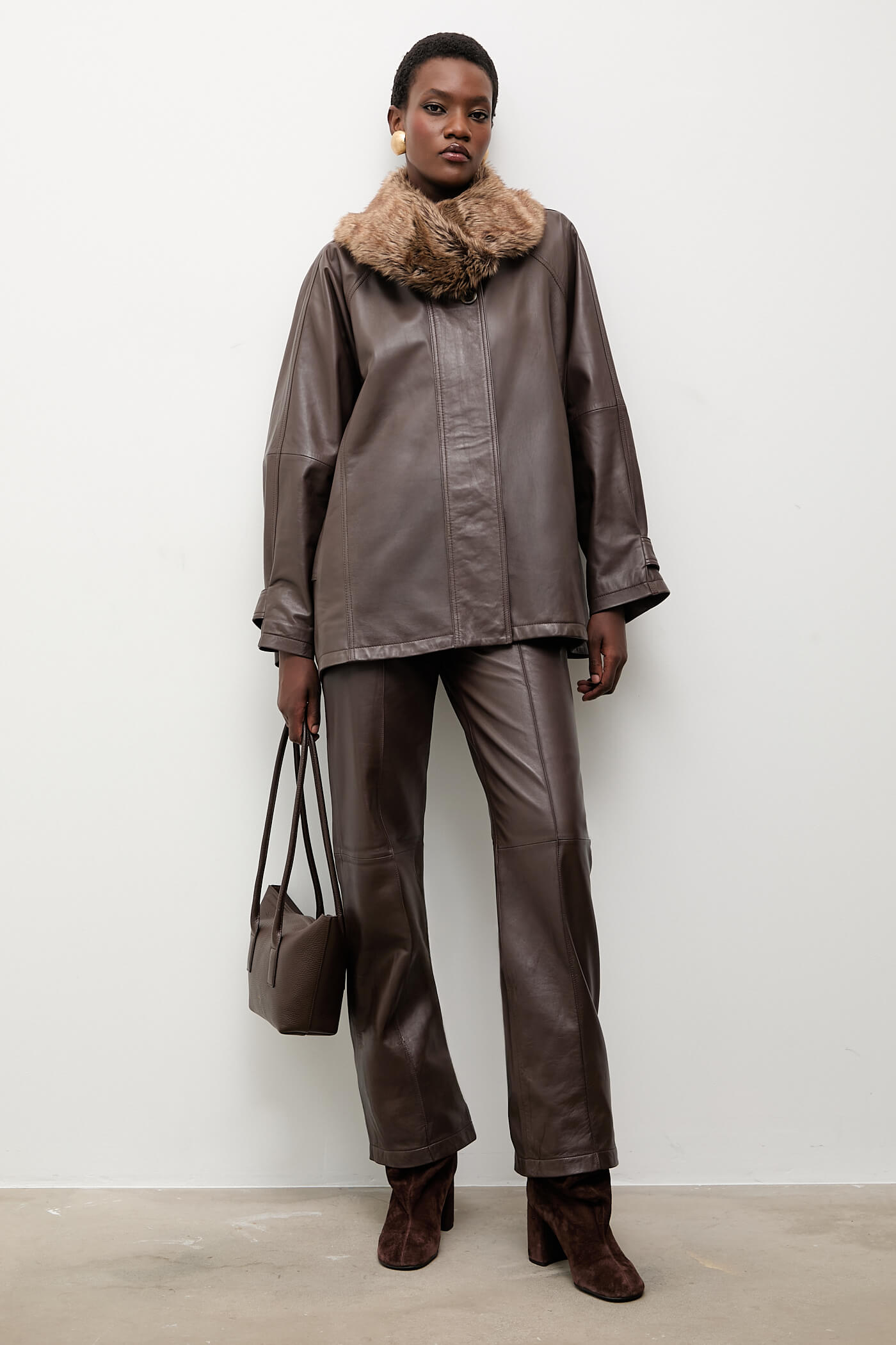 Answear.LAB skórzana kurtka z kołnierzem