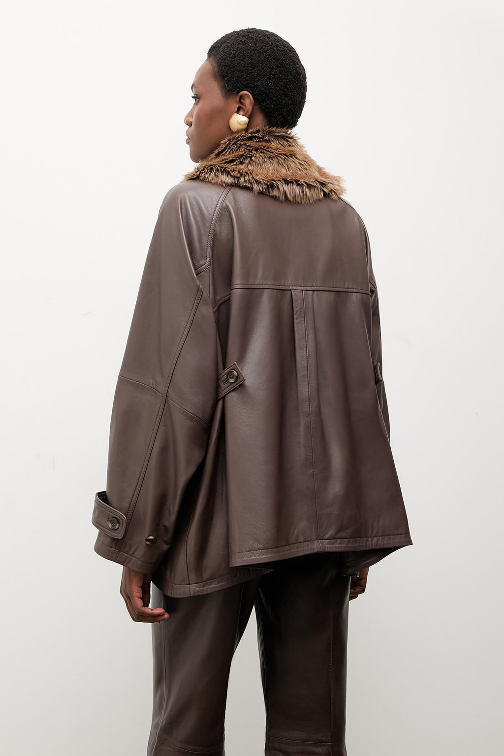 Answear.LAB skórzana kurtka z kołnierzem