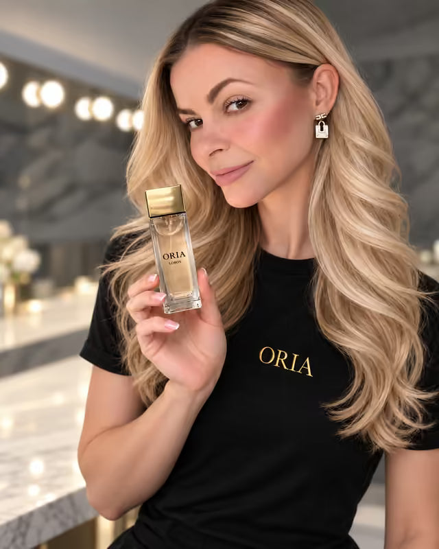 Dorota Goldmann with ORIA perfume